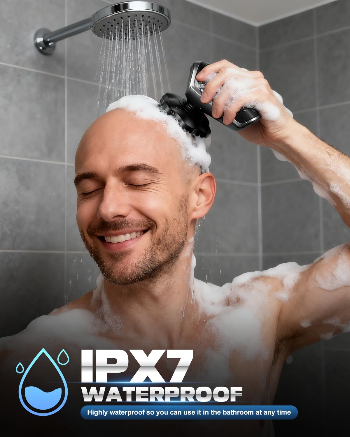 Voph IPX7 waterproof design enables use in shower and easy rinsing.