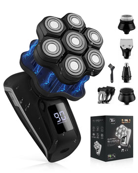 Voph head shaver with magnetic removable head for quick cleaning and swapping.