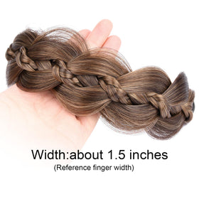 VOPPIS synthetic hair plaited headband shows natural color blending.