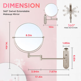 VORREMIRR 8.5-inch brushed nickel wall mirror for broad bathroom visibility