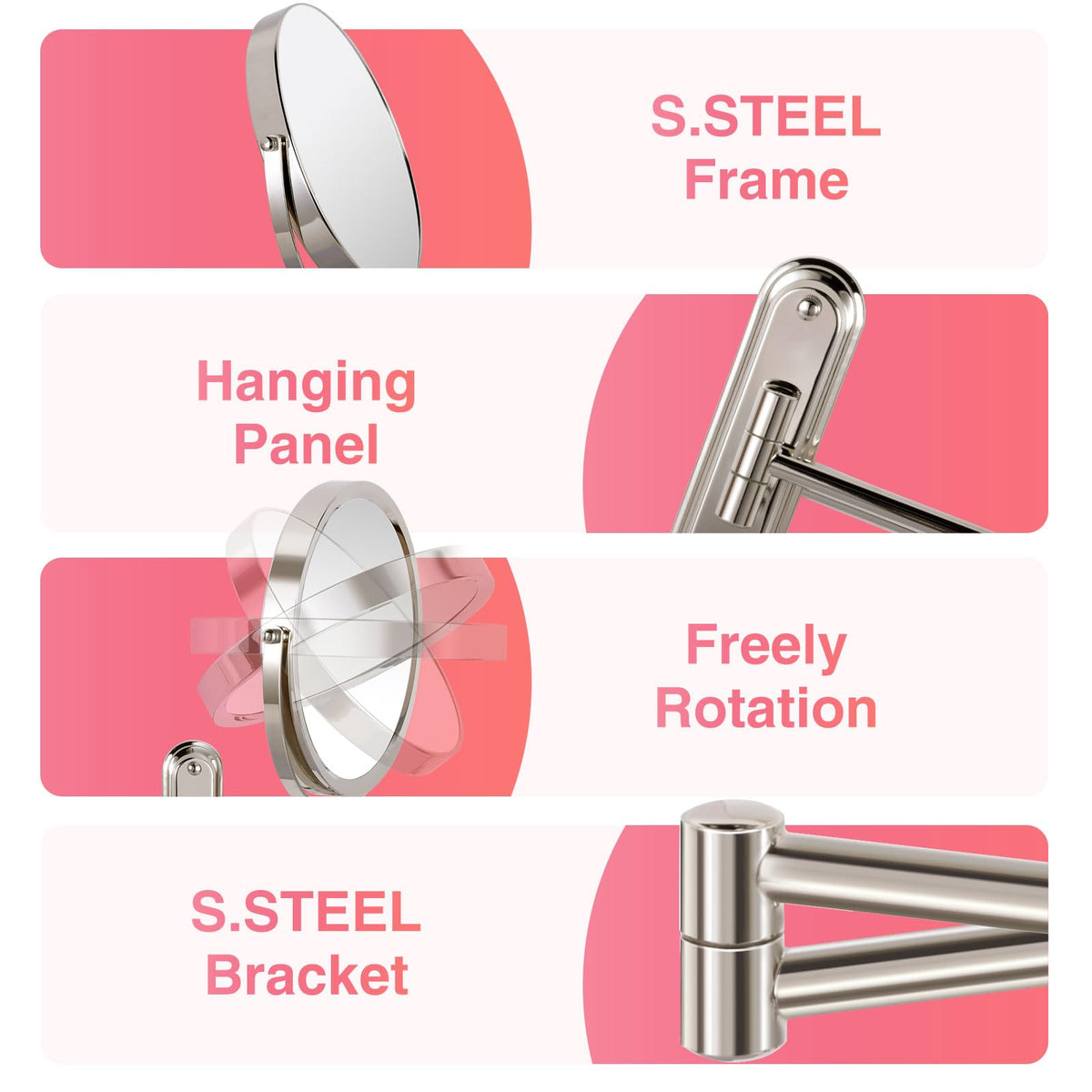 VORREMIRR double-sided mirror with 1x and 10x magnification