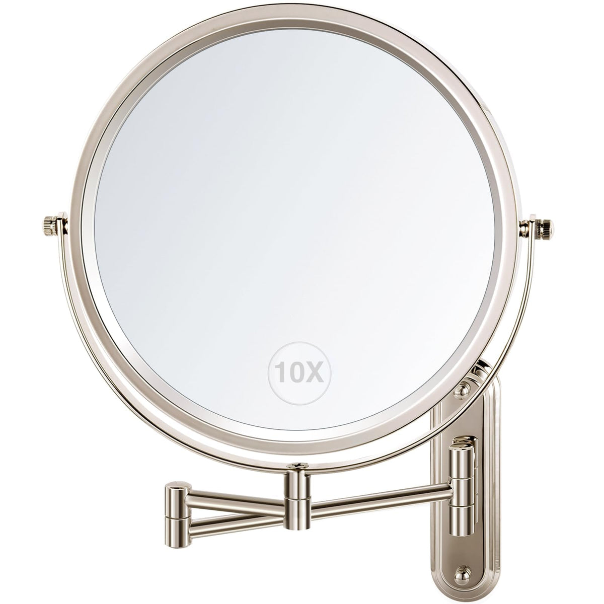 VORREMIRR wall-mounted makeup mirror showing 10x magnification for detailed grooming