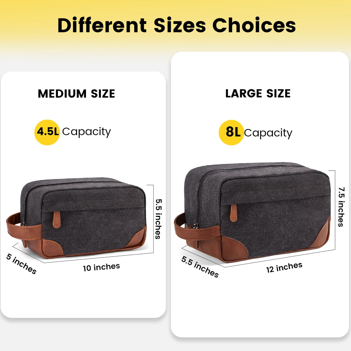 Vorspack canvas material resists water to protect toiletries during travel.