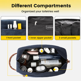 Vorspack navy front zipper detail keeps contents secure during travel