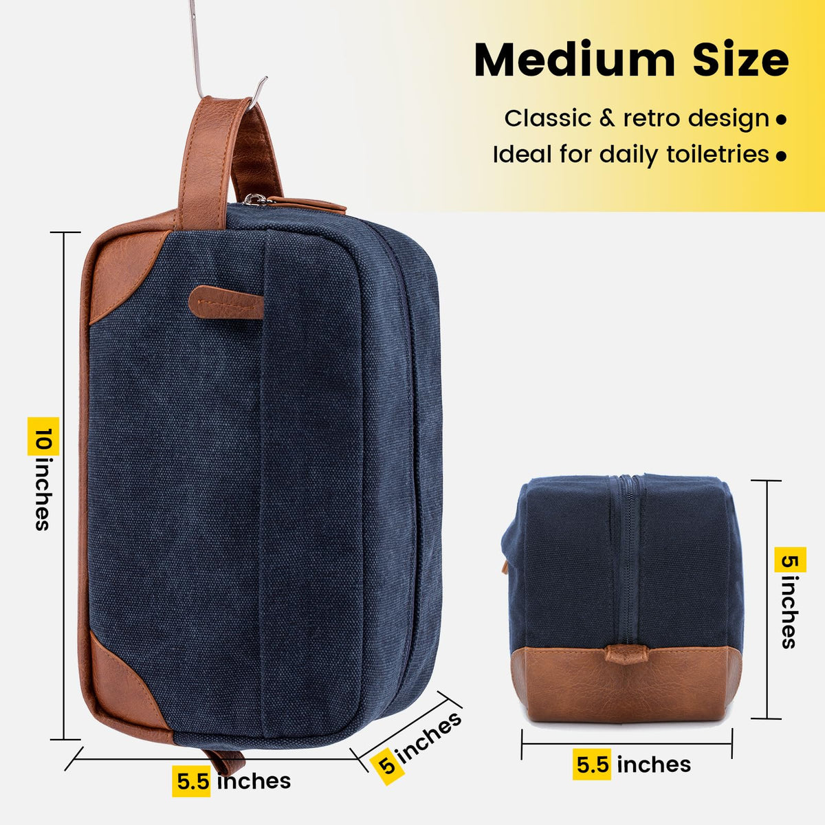 Vorspack Dopp Kit navy main compartment holds full travel kit