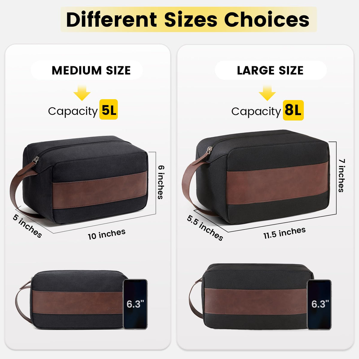 Vorspack toiletry bag three-compartment setup for quick access to items.