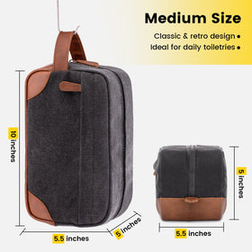 Vorspack toiletry bag in dark grey canvas shows durable, water-resistant build.