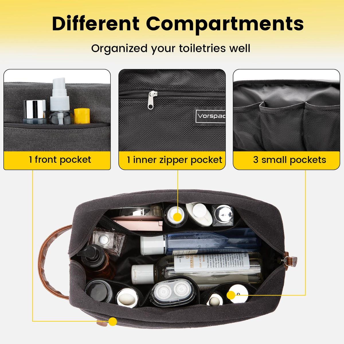 Vorspack bag interior shows mesh pockets and a zippered section.