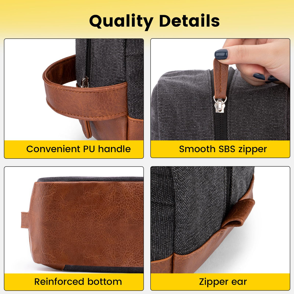 Vorspack travel bag main compartment fits cleanser, shaver, and shampoo.