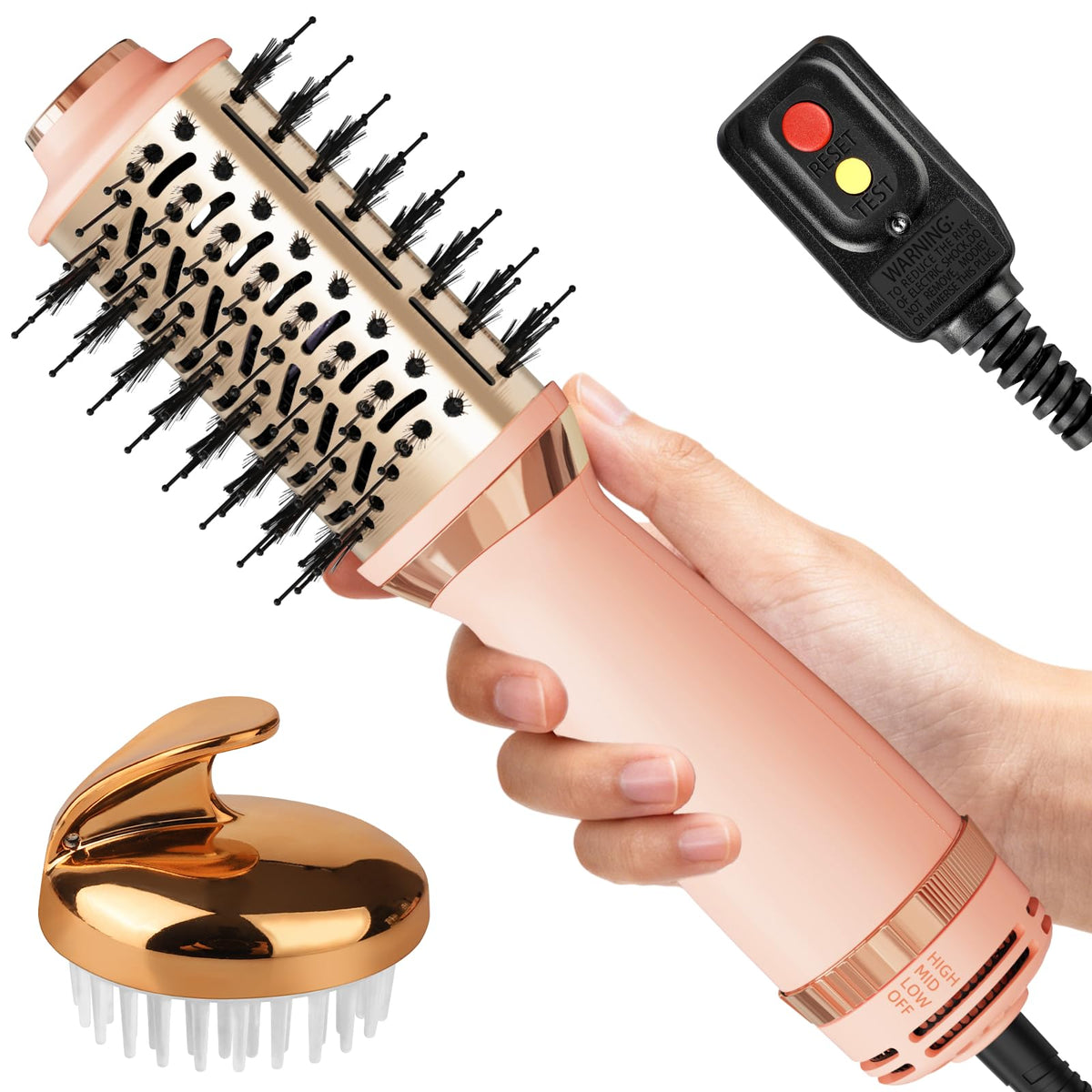 Voseki 4-in-1 hair dryer brush in action offering quick styling at home