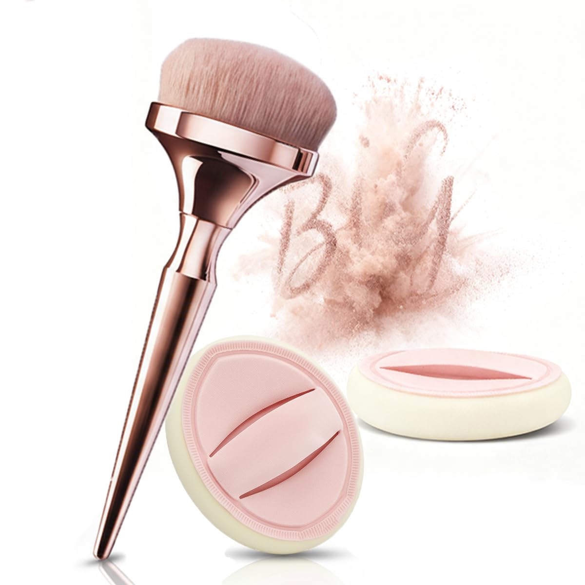 Vottcker professional makeup brush set with large foundation brush for smooth, even coverage.