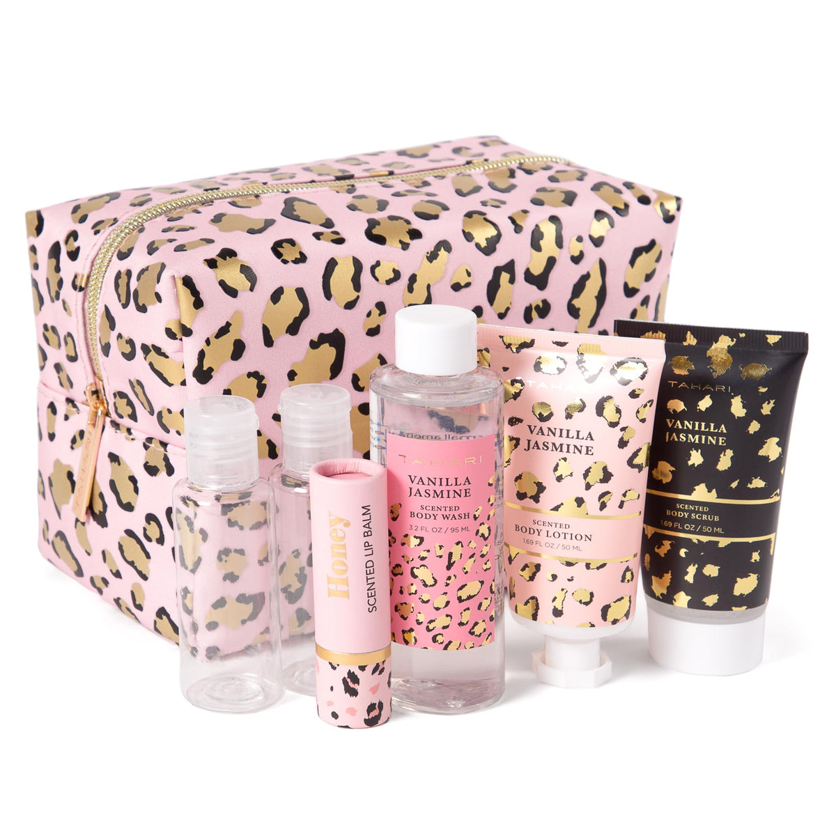 Gift-ready spa set in leopard bag by VOTUM Tahari