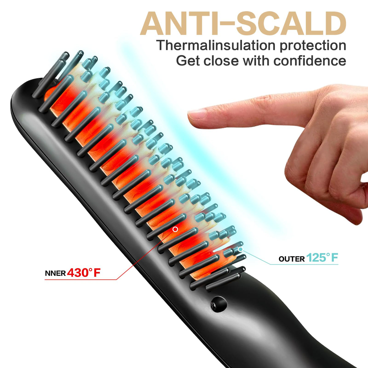 VOVO Beard Straightener Comb travel-friendly design for trips.
