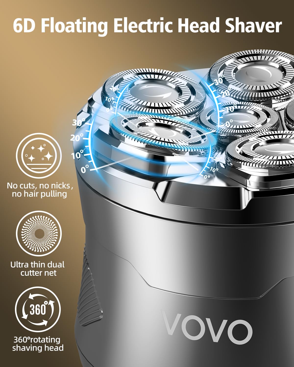 VOVO shaver with 2-speed motor for fast, efficient grooming.