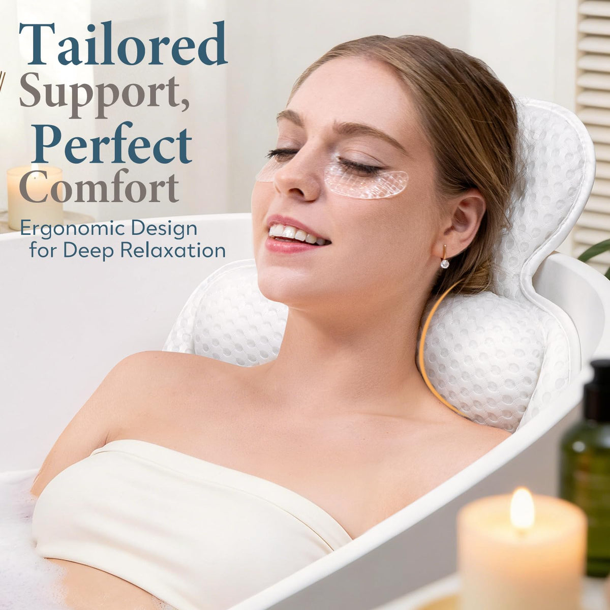 VOXOR pillow with 54 suction cups for secure tub grip during use