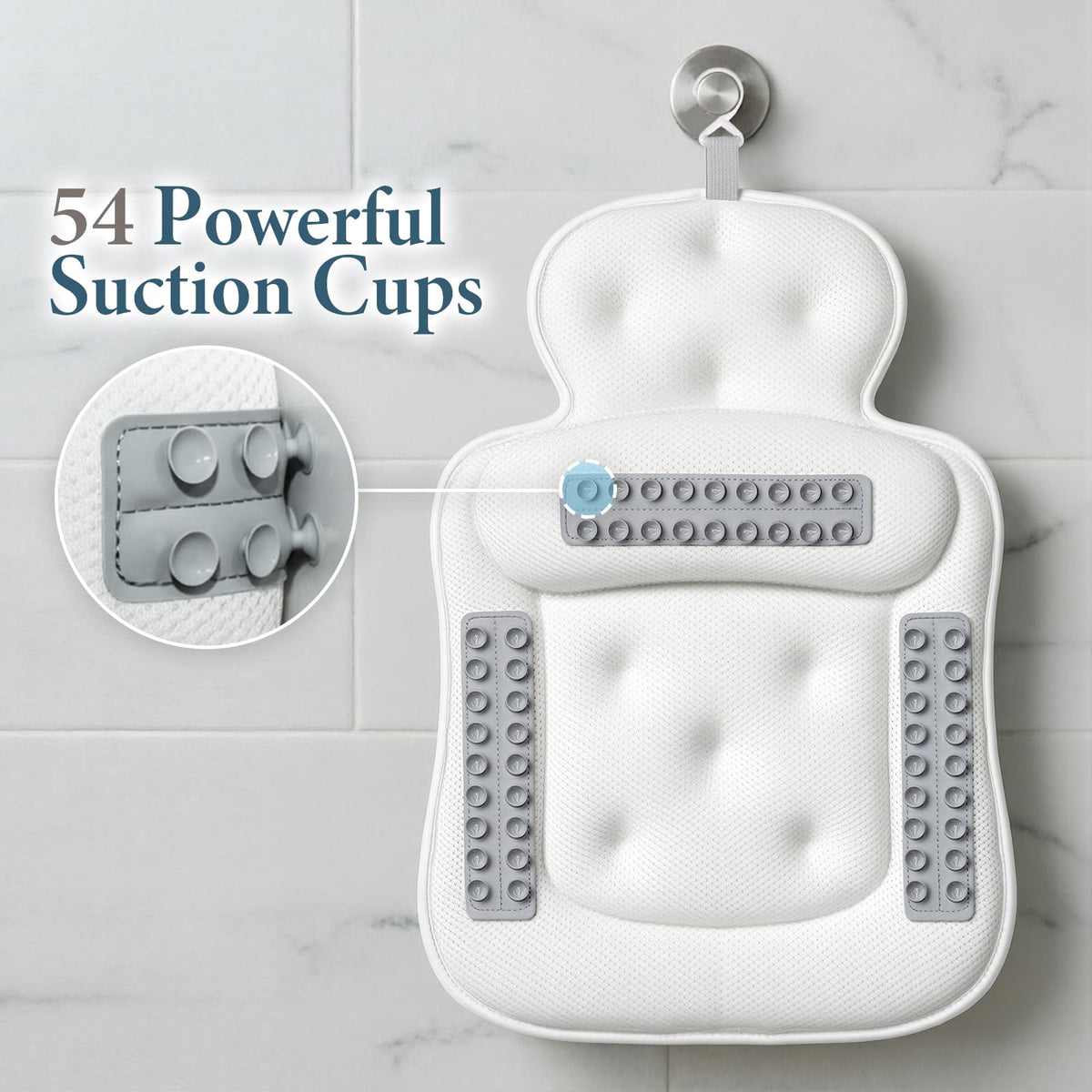 VOXOR bath pillow fits freestanding, straight, and curved tubs