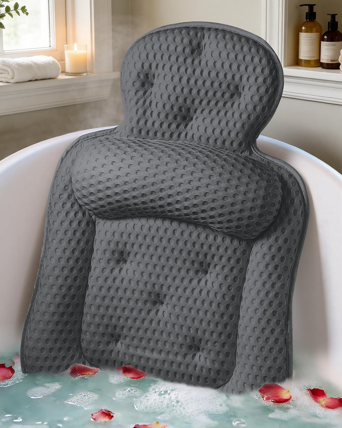 VOXOR bath pillow supporting head and neck for comfortable long soaks