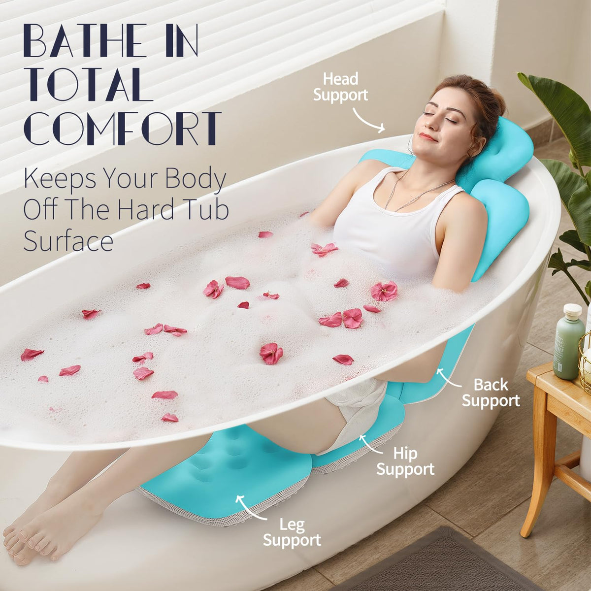 VOXOR extra-thick cushion delivers luxurious comfort in long baths.