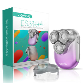 VOYOR ES310 electric razor close-up of 3D floating blade for precise body contour shaving