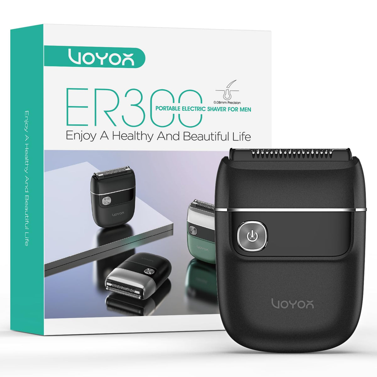 VOYOR Foil Shaver 2-in-1 close-up shows double-head contouring for precision