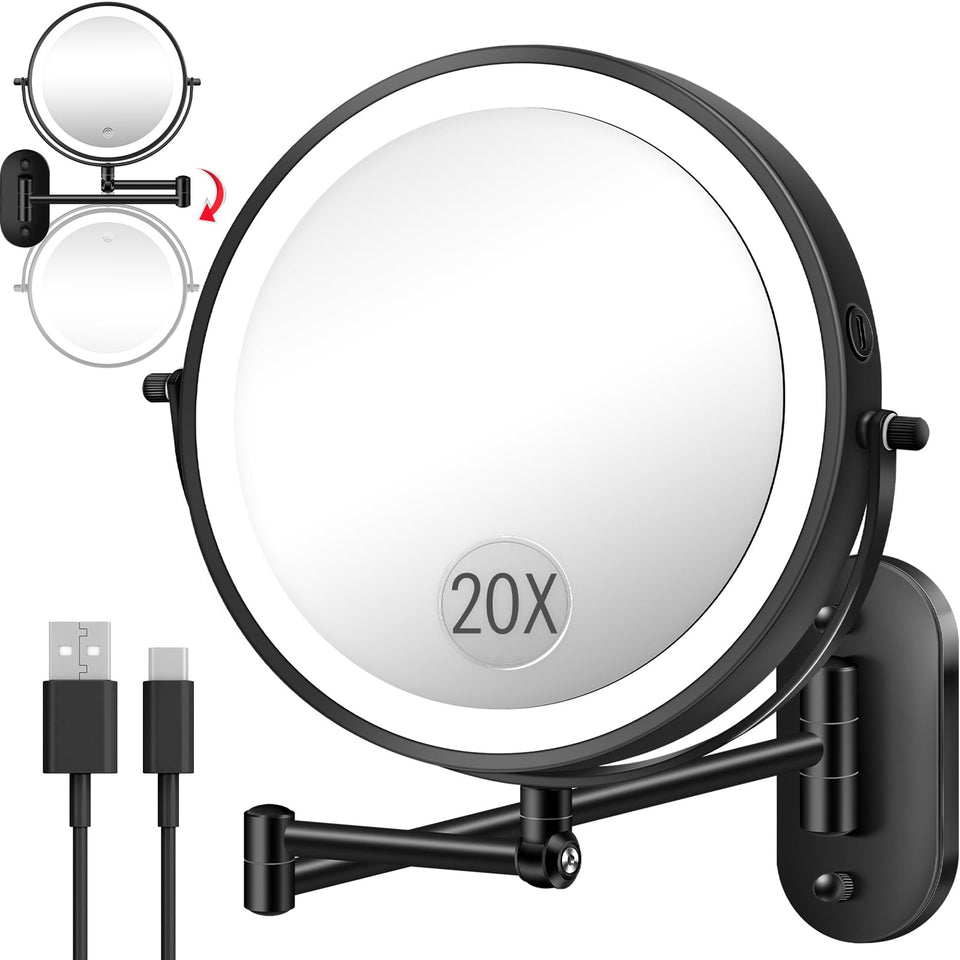 VPU 9-inch makeup mirror with light for full-face makeup and even illumination