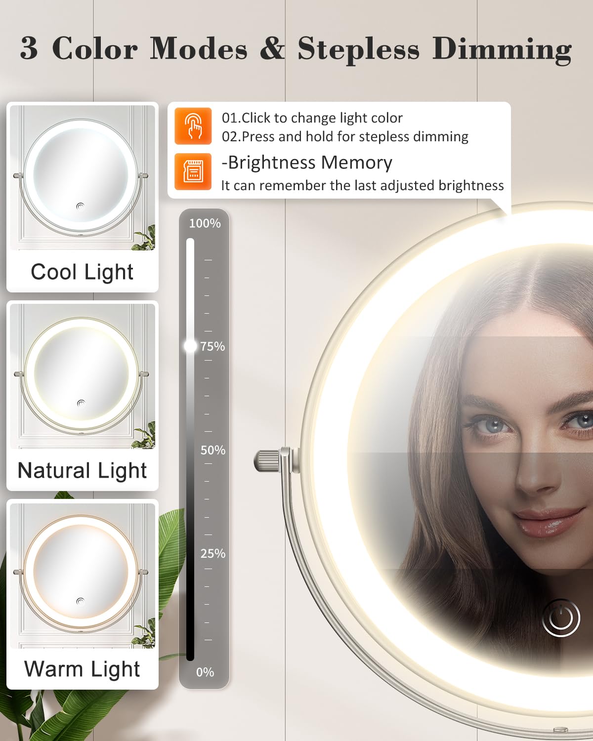 VPU makeup mirror 1x wide view for general face makeup
