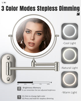 VPU rechargeable mirror with 3500mAh battery for cordless use.