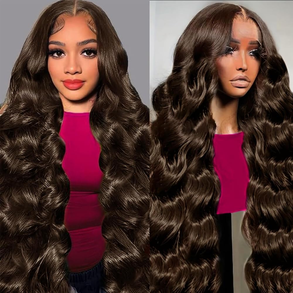 VQPPM 30-inch chocolate brown lace front wig showing full length for versatile styles