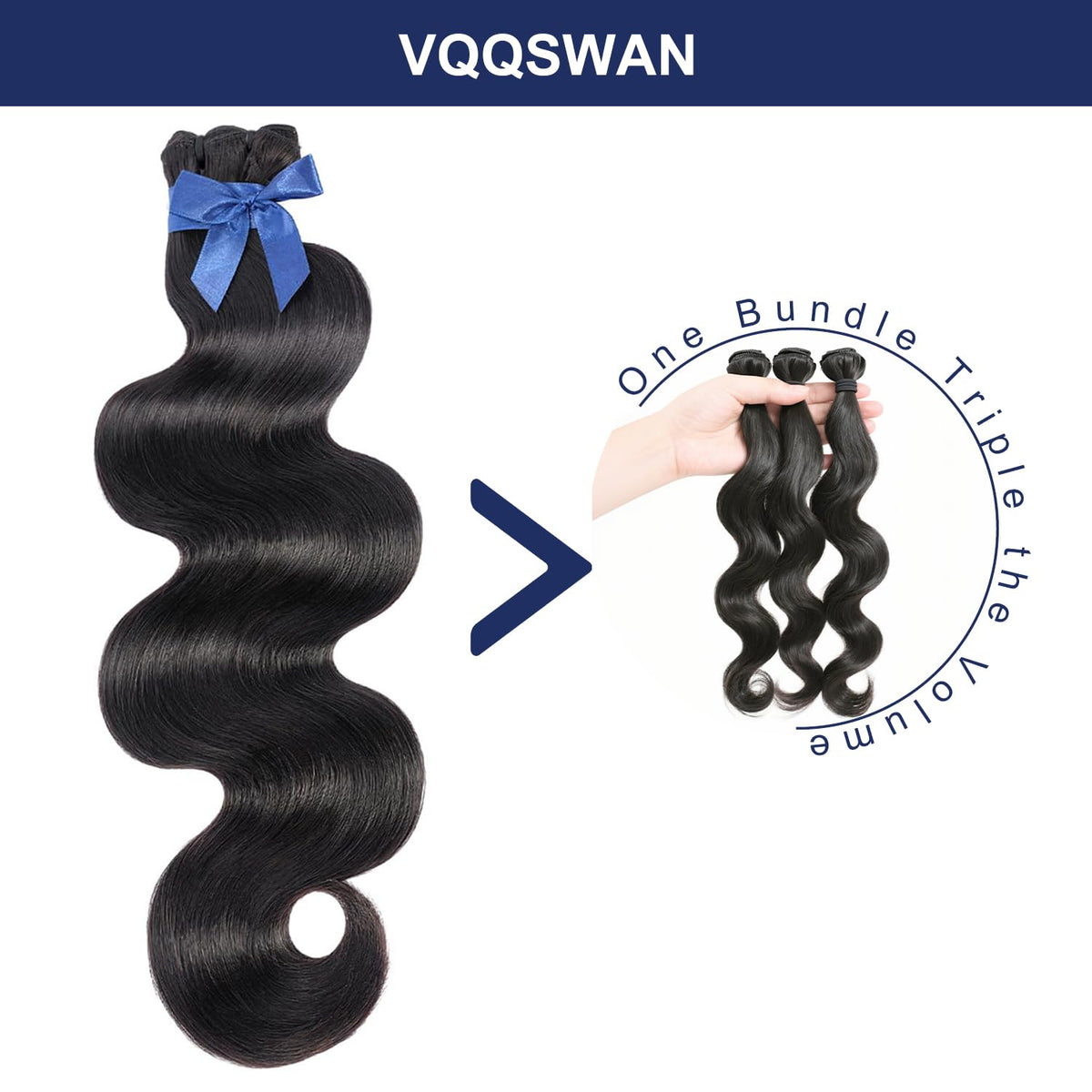 VQQSWAN Raw Bundles body wave 20-inch full-bodied movement and length.