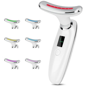 VRAIKO Lilac massager on the face promoting smoother skin and better serum absorption.