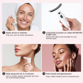 VRAIKO Lilac massager targeting the under-eye area for gentle smoothing.