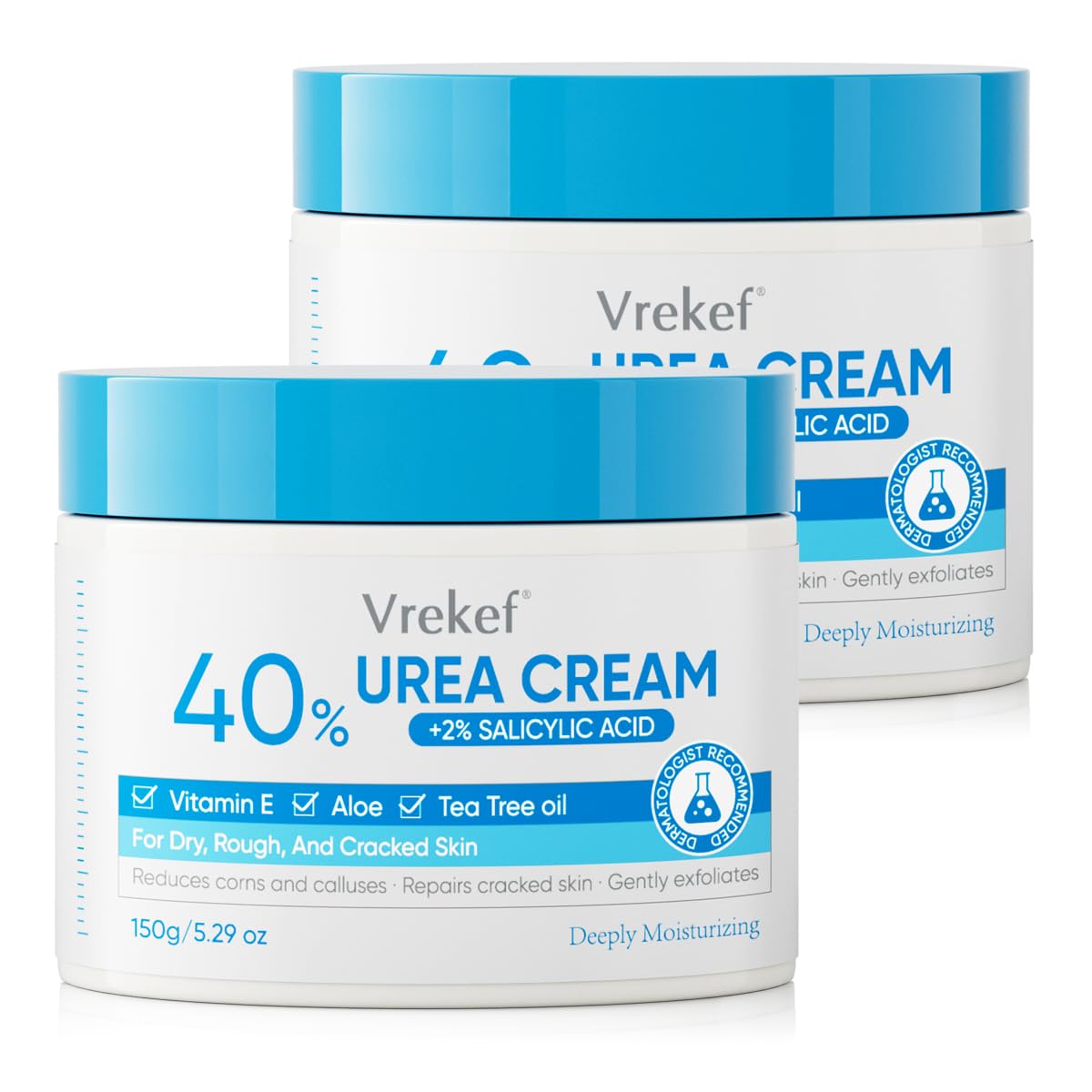 VREKEF Urea Cream 40% bottle front, showcasing premium foot care packaging.