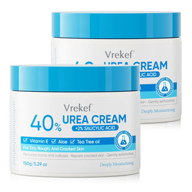 VREKEF Urea Cream 40% bottle front, showcasing premium foot care packaging.