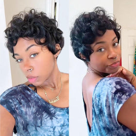 VRZ Pixie Cut Wig 100% human hair close-up scalp look.