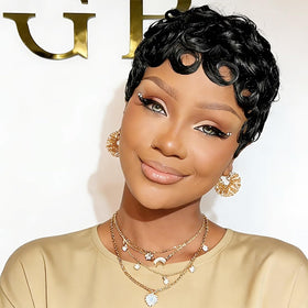 VRZ Pixie Cut Wig glueless cap design enables easy styling.