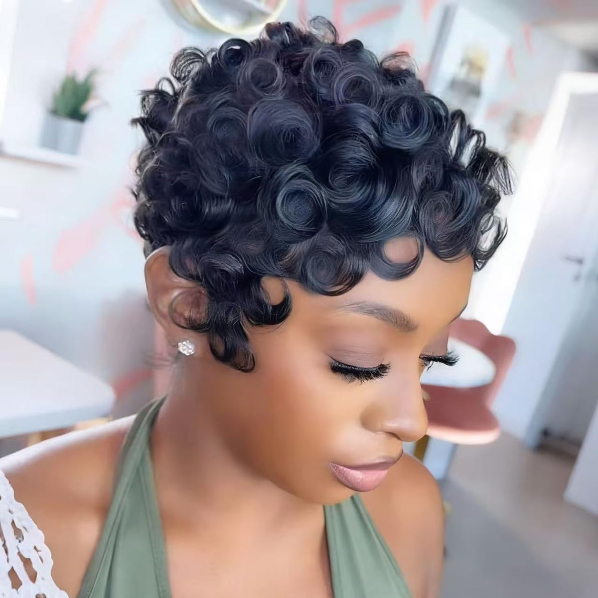 VRZ Pixie Cut Wig close-up texture for natural daily wear.