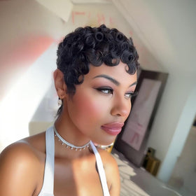 VRZ Short Pixie Cut Wig side view, glueless fit for easy styling