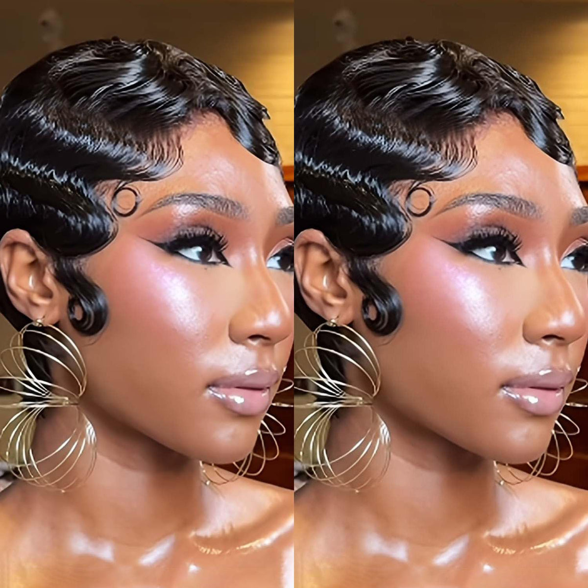 VRZ short wig with ocean finger wave for a natural daily look.