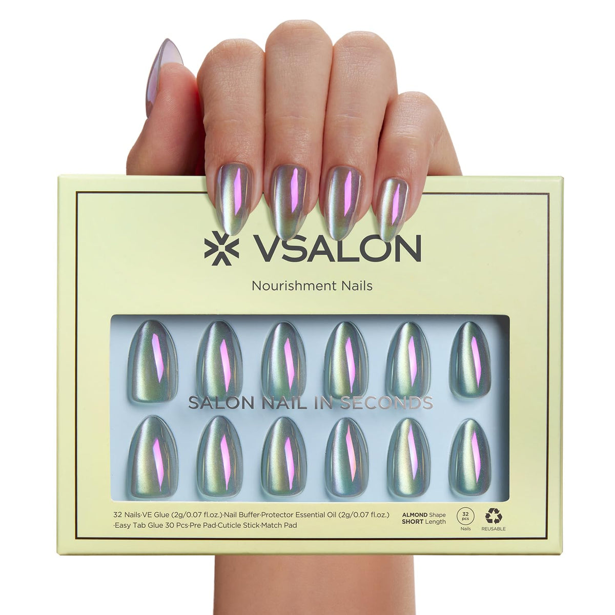VSALON 16 sizes and 32 nails for a customizable fit.
