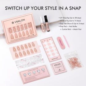 VSALON Almond Medium Press On Nails in 16 sizes for natural fit