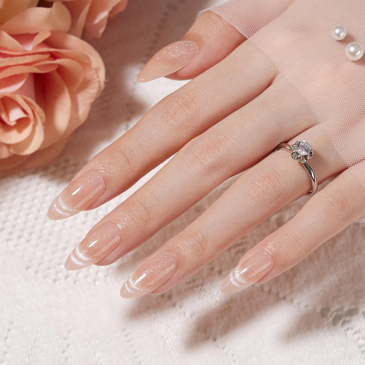 VSALON Almond Medium Press On Nails easy removal after warm water soak