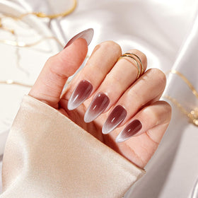 VSALON Almond Medium press-on nails showing ergonomic edge for natural fit