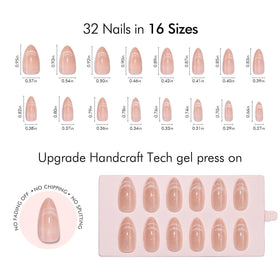 VSALON Almond Medium Press On Nails shimmer finish for long-lasting wear