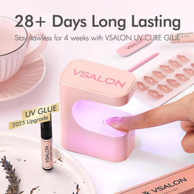 VSALON Almond Medium Press On Nails travel box for on-the-go glam
