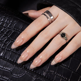 VSALON Almond Medium Press On Nails UV glue application for extended wear