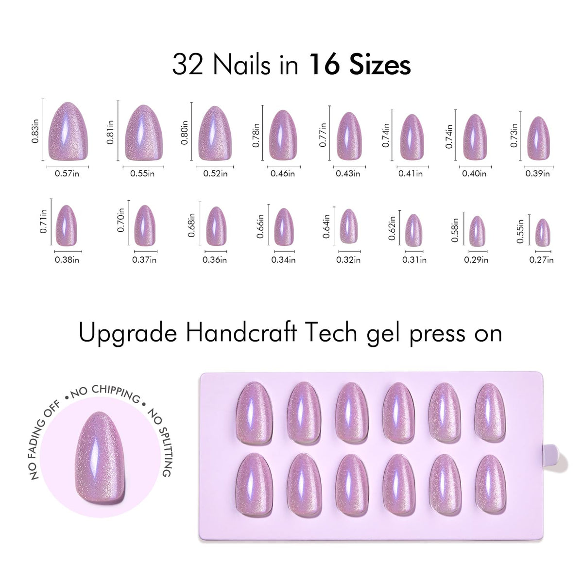 VSALON ergonomic tapered edge nails blend with natural nail line