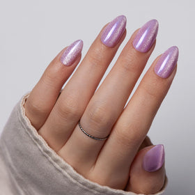 VSALON lavender shimmer nails for soft, romantic look