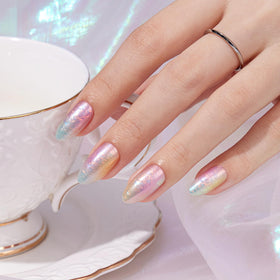 VSALON Mermaid Lake Glow nails show shimmering gradient for daily wear