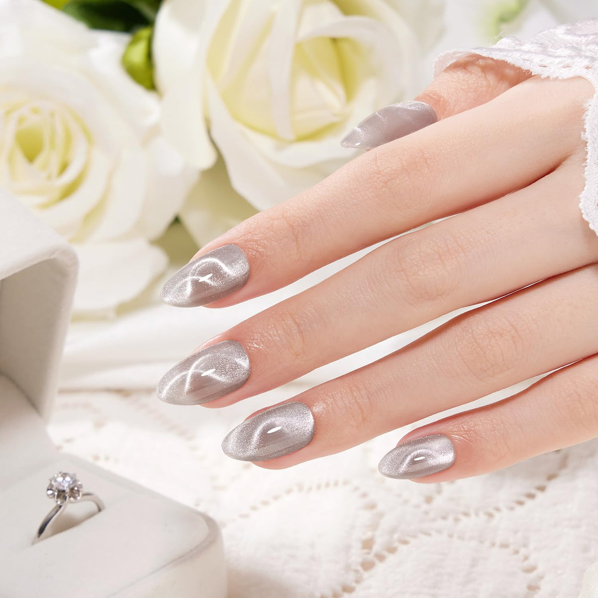 VSALON cat-eye swirl design nails ideal for quick chic upgrades.
