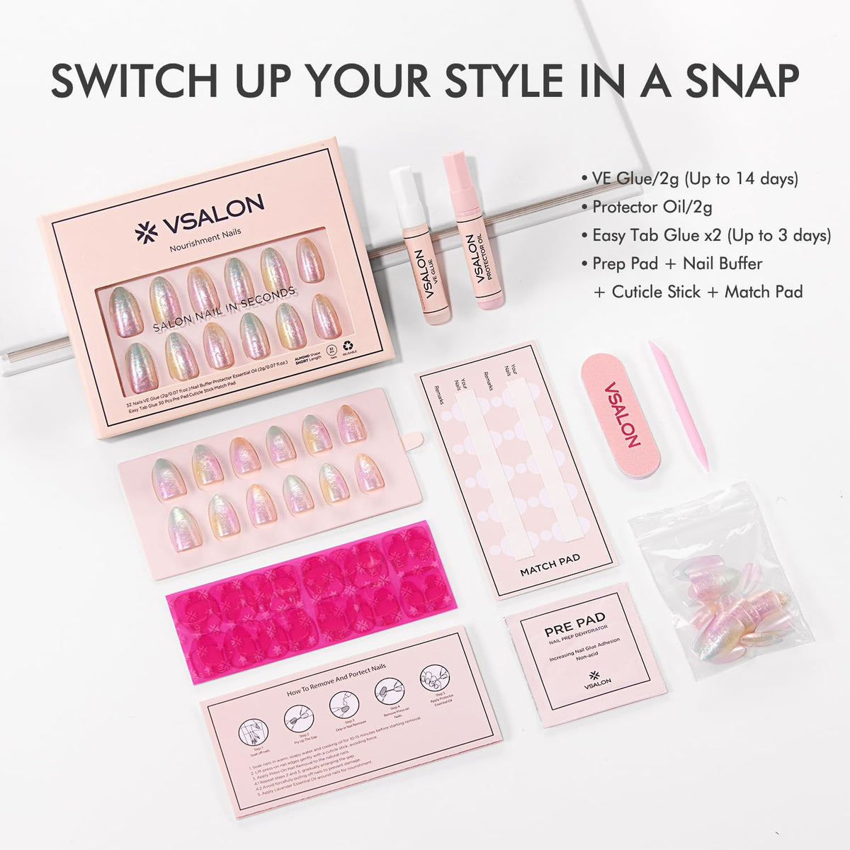 VSALON Quick Dry nail glue enables fast application with strong, reliable hold